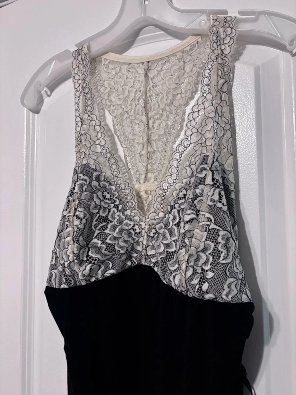 Adore Me Black and Ivory Lace Bodice Nightie Dress Size Large - Picture 4 of 13